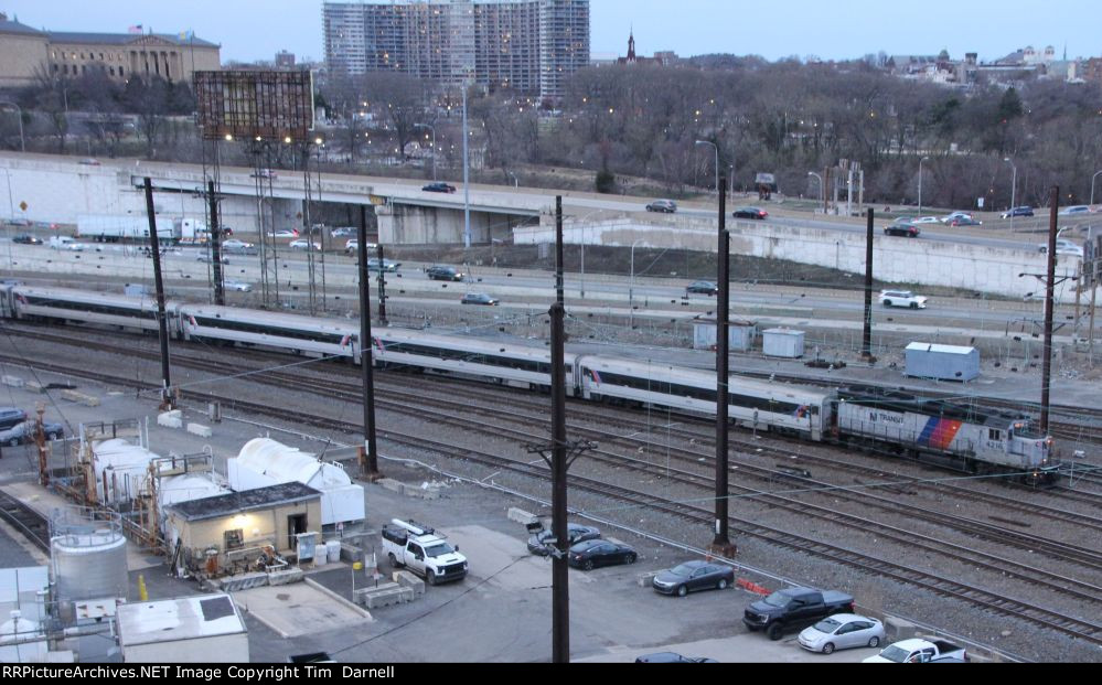 NJT 4216 shoves a traion east towards Atlantic City.